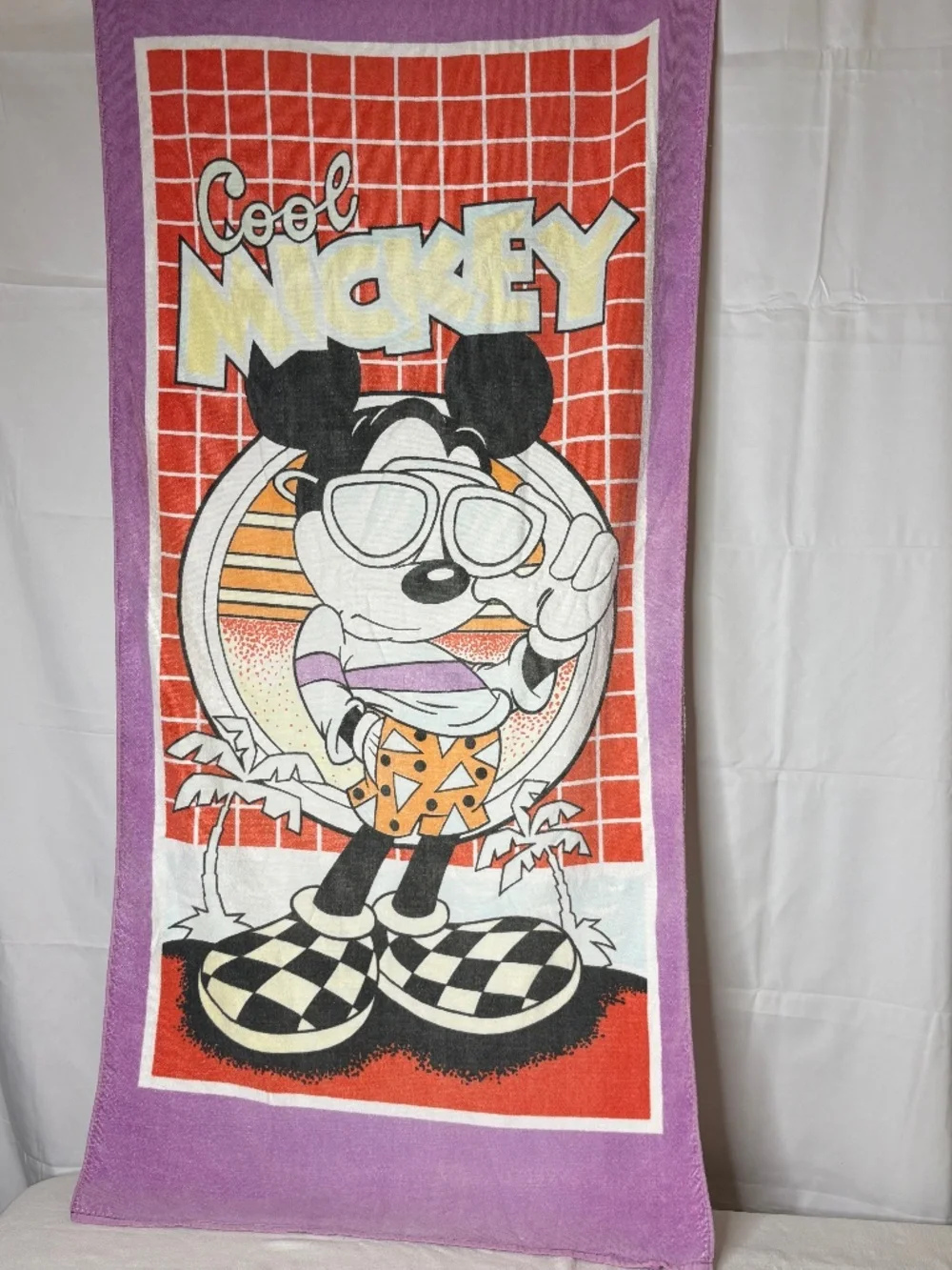 Vintage Walt Disney Cool Mickey Mouse Beach Towel 90s Franco 100% Cotton